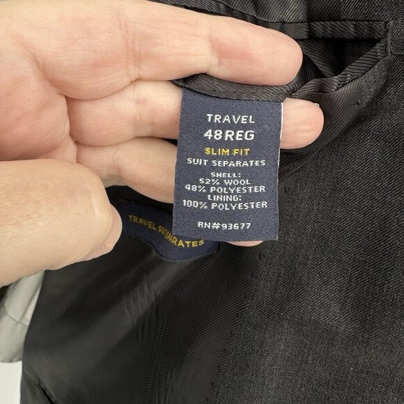 STAFFORD jacket blazer sport coat slim fit travel suit separates gray 48R - Picture 8 of 9